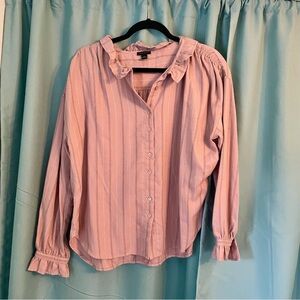 NWOT Ann Taylor ruffle sleeve pinstripe blouse